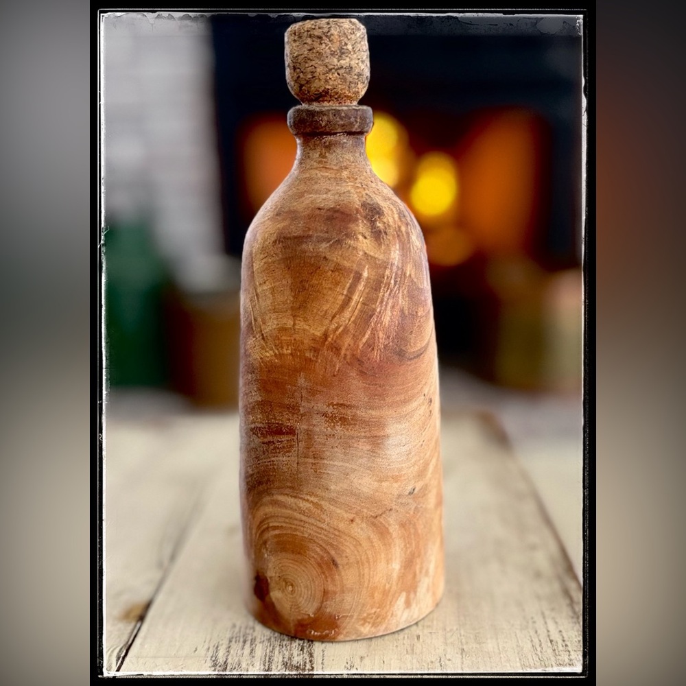 Handcarved  Wooden Bottle Shaped Decor